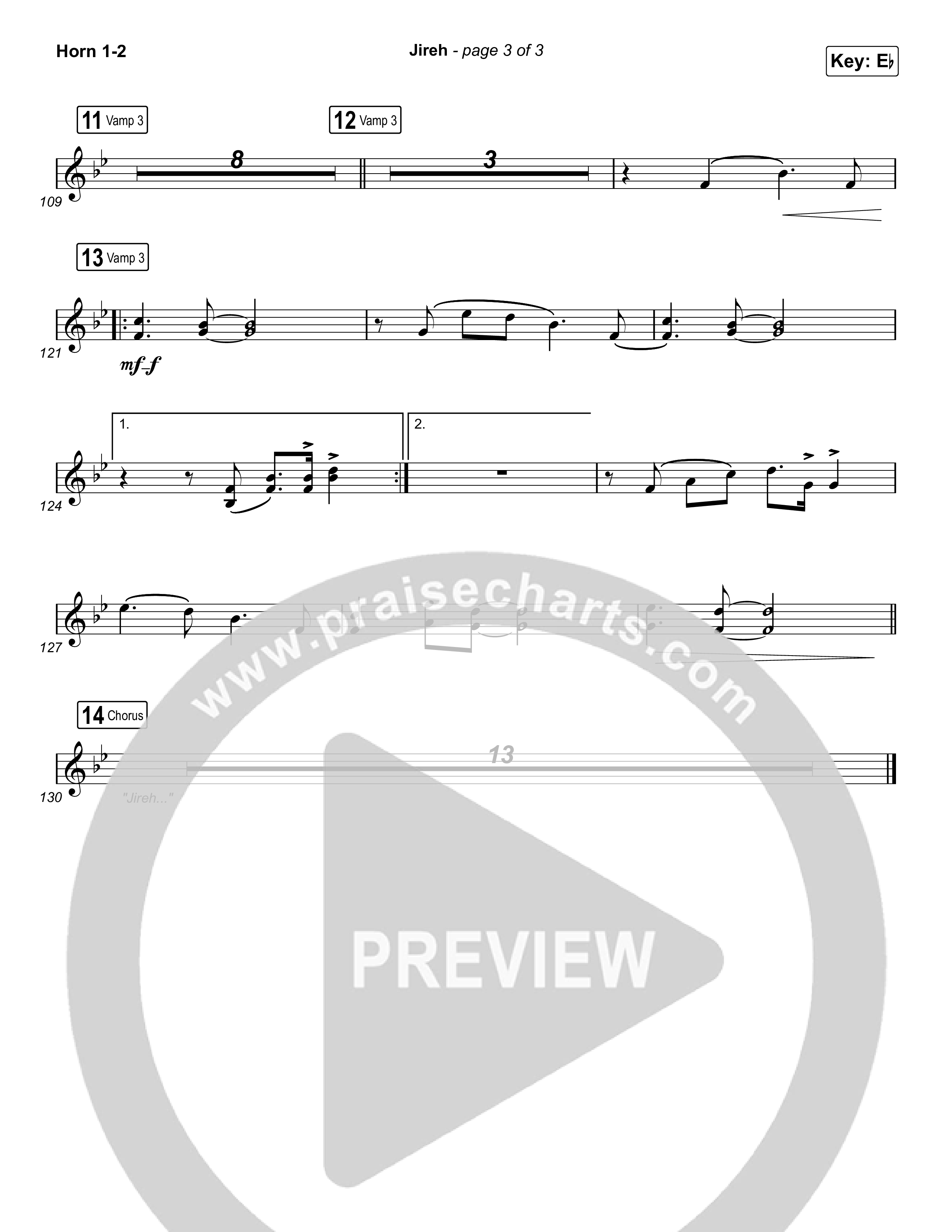 Jireh (Choral Anthem SATB) French Horn 1/2 (Maverick City Music / Elevation Worship / Arr. Luke Gambill)