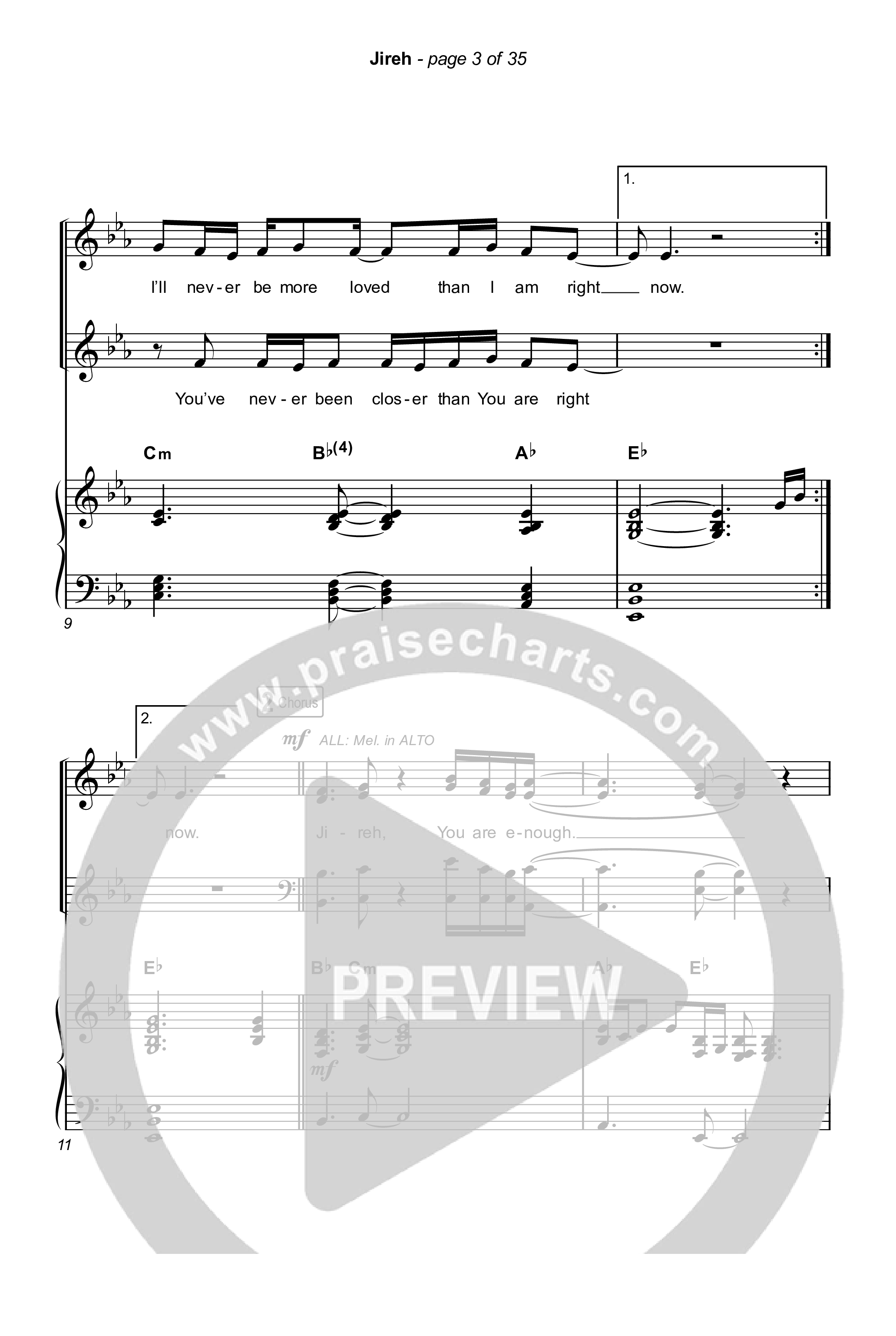 Jireh (Choral Anthem SATB) Octavo (SATB & Pno) (Maverick City Music / Elevation Worship / Arr. Luke Gambill)