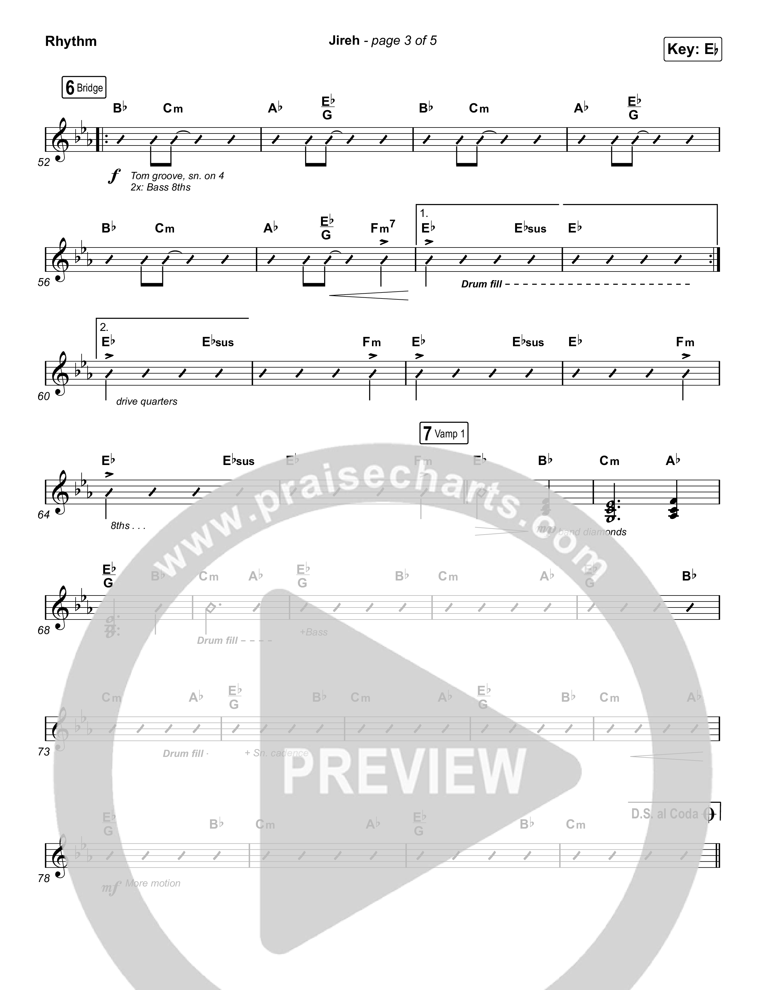 Jireh (Choral Anthem SATB) Rhythm Chart (Maverick City Music / Elevation Worship / Arr. Luke Gambill)