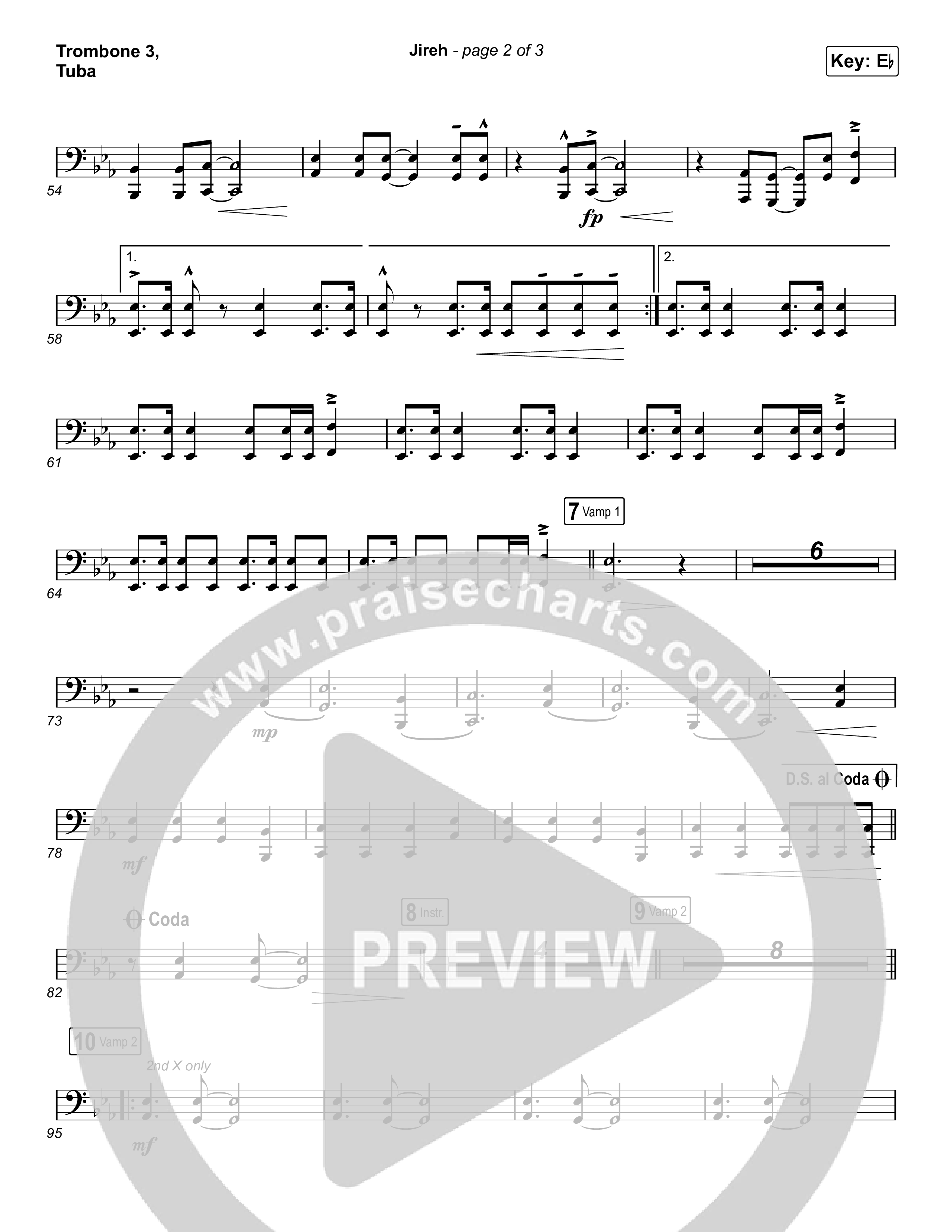 Jireh (Choral Anthem SATB) Trombone 3/Tuba (Maverick City Music / Elevation Worship / Arr. Luke Gambill)