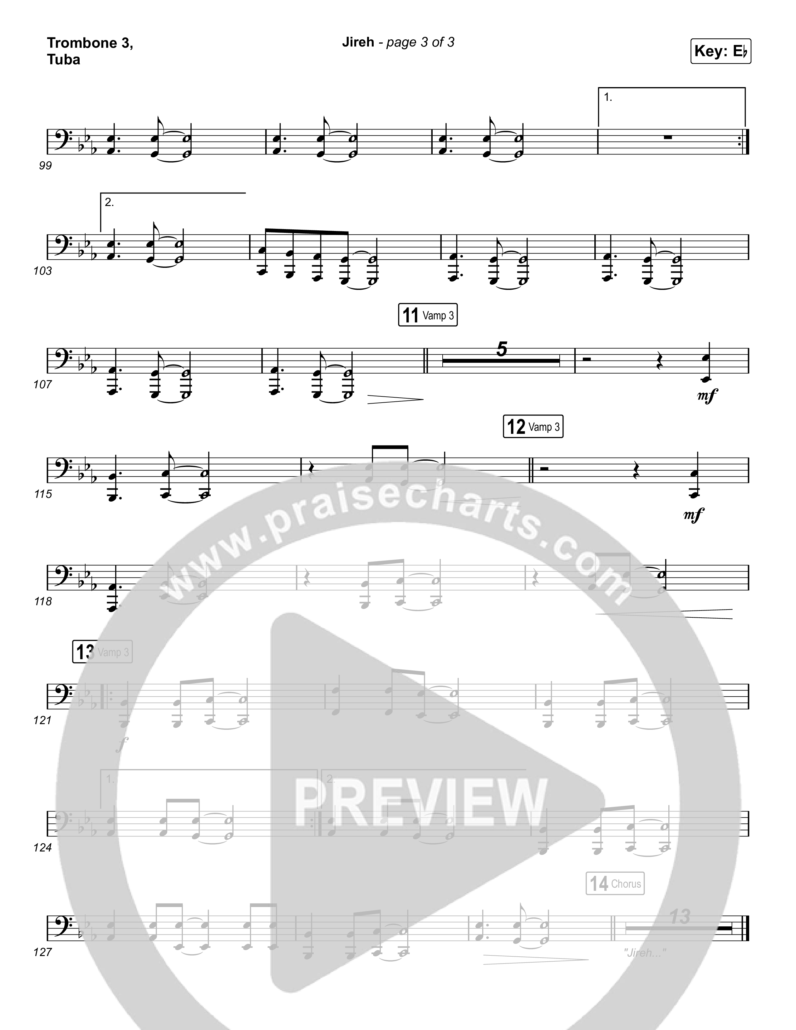 Jireh (Choral Anthem SATB) Trombone 3/Tuba (Maverick City Music / Elevation Worship / Arr. Luke Gambill)