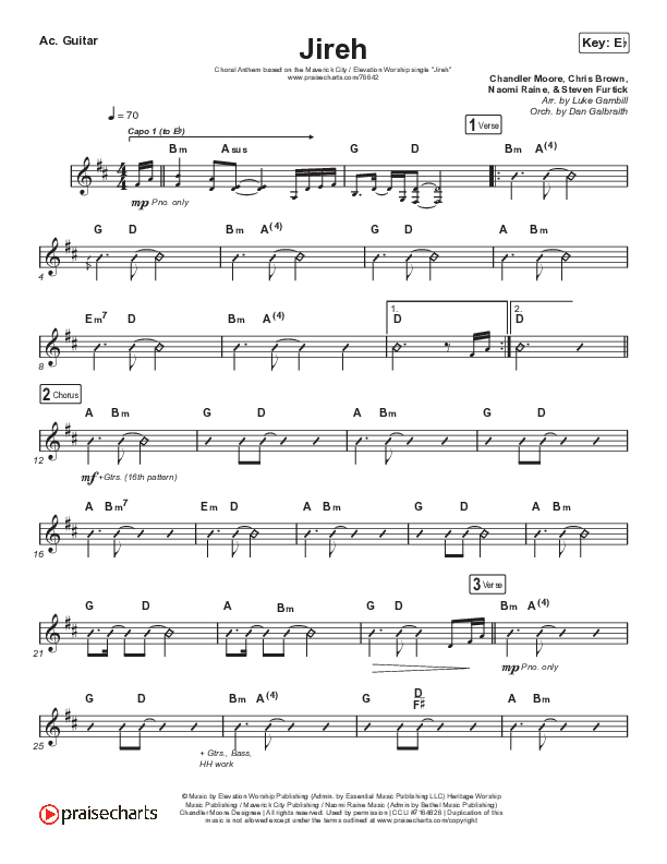 Jireh (Choral Anthem SATB) Acoustic Guitar Sheet Music PDF (Maverick