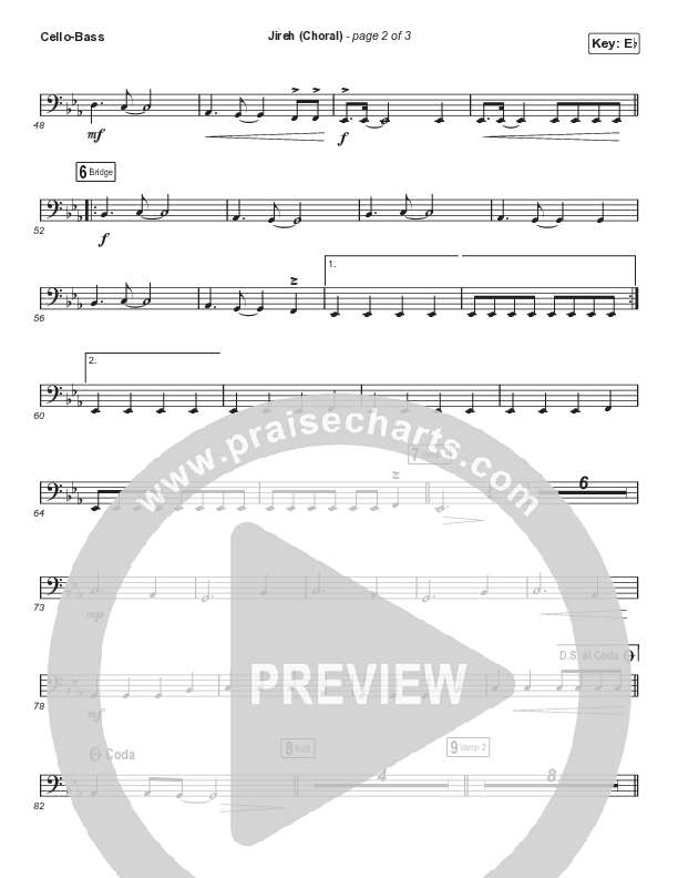 Jireh (Choral Anthem SATB) Cello/Bass (Maverick City Music / Elevation Worship / Arr. Luke Gambill)