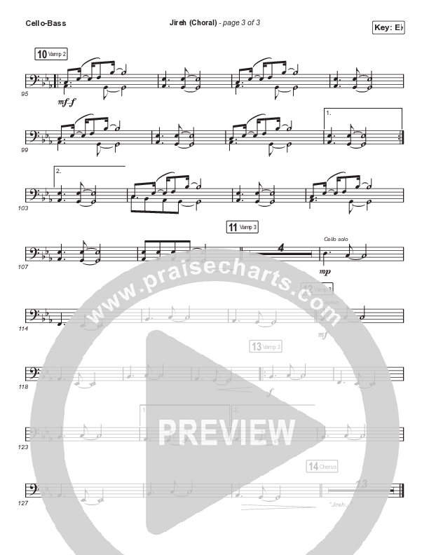 Jireh (Choral Anthem SATB) Cello/Bass (Maverick City Music / Elevation Worship / Arr. Luke Gambill)