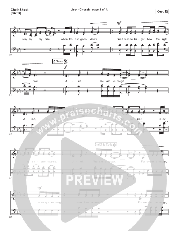 Jireh (Choral Anthem SATB) Choir Vocals (SATB) (Maverick City Music / Elevation Worship / Arr. Luke Gambill)