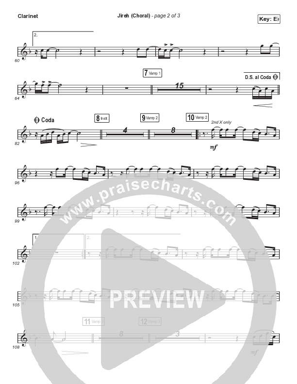 Jireh (Choral Anthem SATB) Clarinet (Maverick City Music / Elevation Worship / Arr. Luke Gambill)
