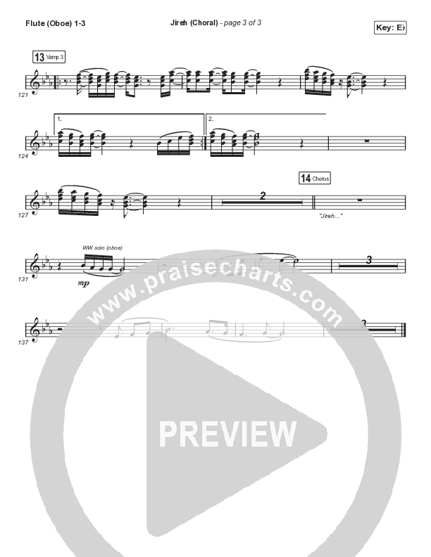 Jireh (Choral Anthem SATB) Flute/Oboe 1/2/3 (Maverick City Music / Elevation Worship / Arr. Luke Gambill)