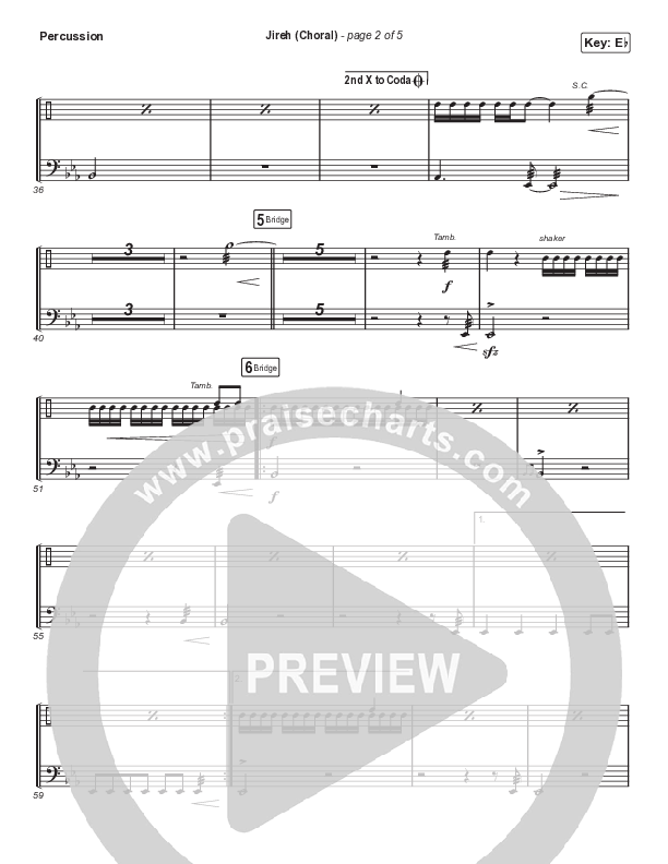 Jireh (Choral Anthem SATB) Percussion (Maverick City Music / Elevation Worship / Arr. Luke Gambill)