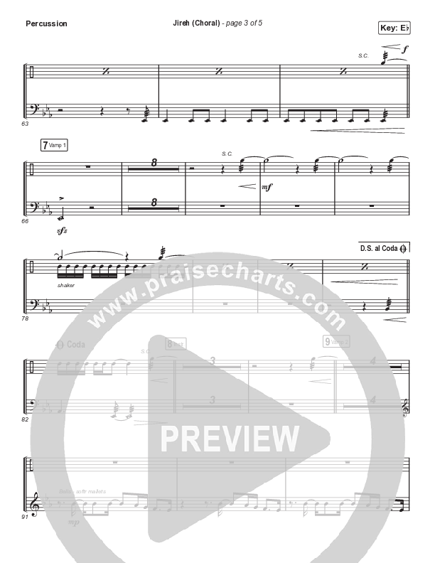 Jireh (Choral Anthem SATB) Percussion (Maverick City Music / Elevation Worship / Arr. Luke Gambill)
