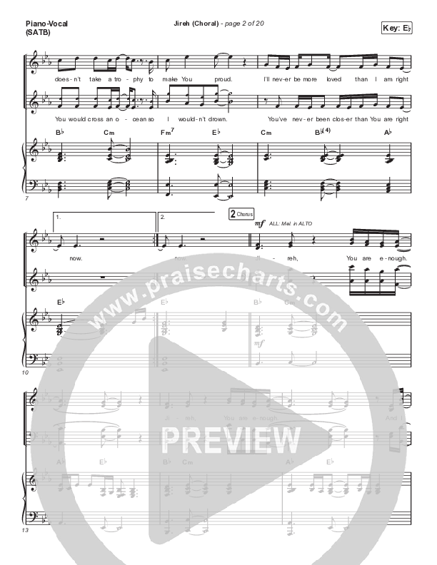 Jireh (Choral Anthem SATB) Piano/Vocal (SATB) (Maverick City Music / Elevation Worship / Arr. Luke Gambill)