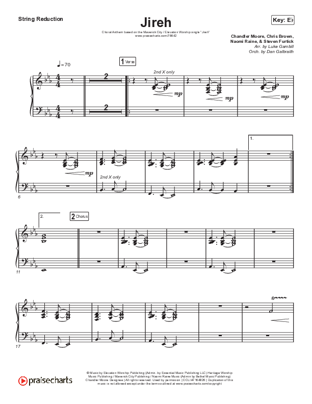 Jireh (Choral Anthem SATB) String Reduction (Maverick City Music / Elevation Worship / Arr. Luke Gambill)