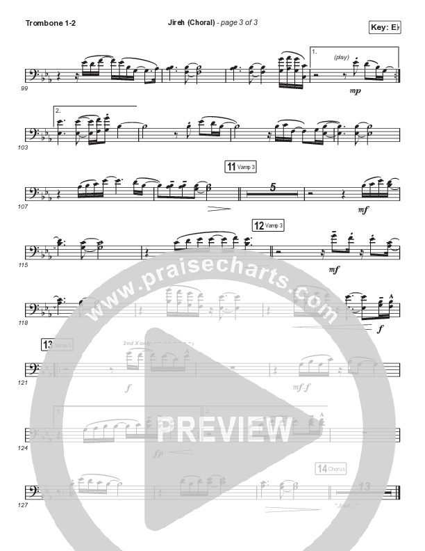 Jireh (Choral Anthem SATB) Trombone 1/2 (Maverick City Music / Elevation Worship / Arr. Luke Gambill)