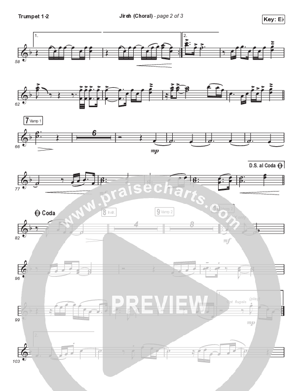 Jireh (Choral Anthem SATB) Trumpet 1,2 (Maverick City Music / Elevation Worship / Arr. Luke Gambill)