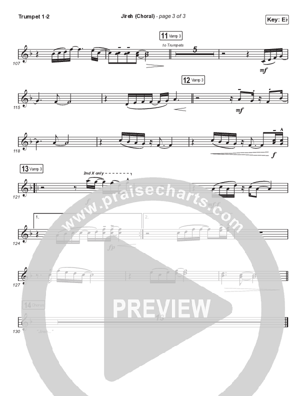 Jireh (Choral Anthem SATB) Trumpet 1,2 (Maverick City Music / Elevation Worship / Arr. Luke Gambill)