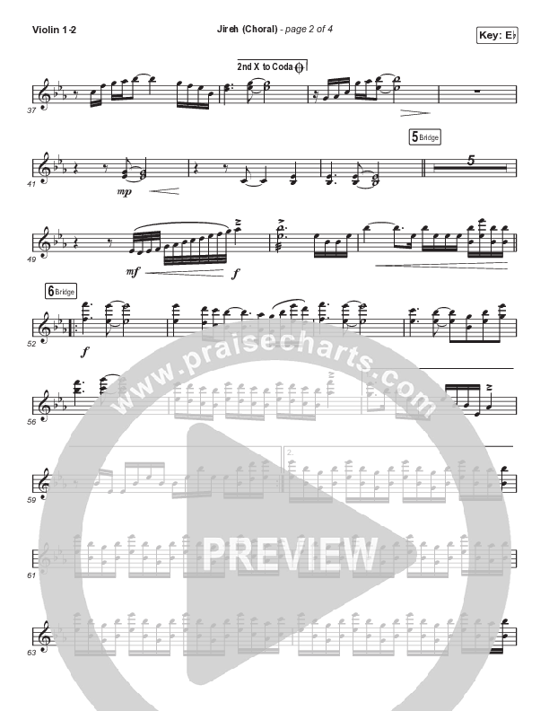 Jireh (Choral Anthem SATB) Violin 1/2 (Maverick City Music / Elevation Worship / Arr. Luke Gambill)
