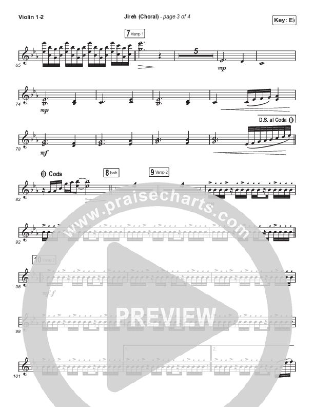 Jireh (Choral Anthem SATB) Violin 1/2 (Maverick City Music / Elevation Worship / Arr. Luke Gambill)