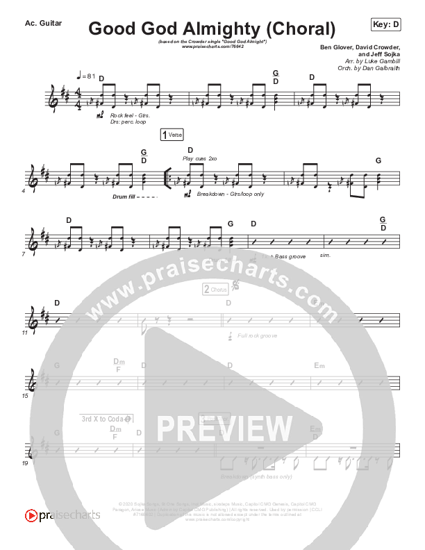 Good God Almighty (Choral Anthem SATB) Rhythm Chart (Crowder / Arr. Luke Gambill)