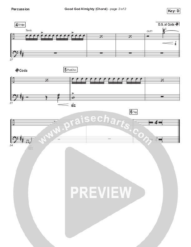 Good God Almighty (Choral Anthem SATB) Percussion (Crowder / Arr. Luke Gambill)