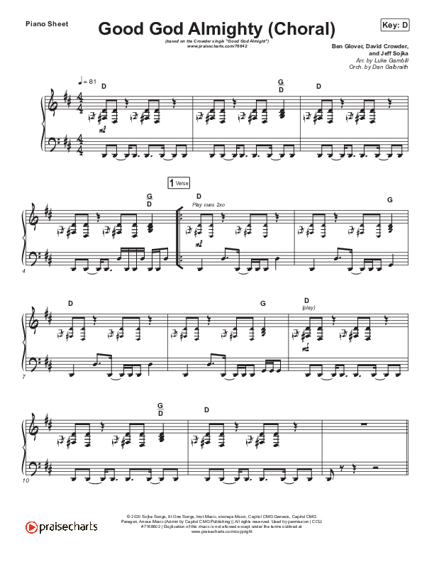 Good God Almighty (Choral Anthem SATB) Piano Sheet (Crowder / Arr. Luke Gambill)
