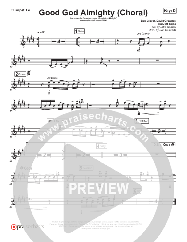 Good God Almighty (Choral Anthem SATB) Brass Pack (Crowder / Arr. Luke Gambill)