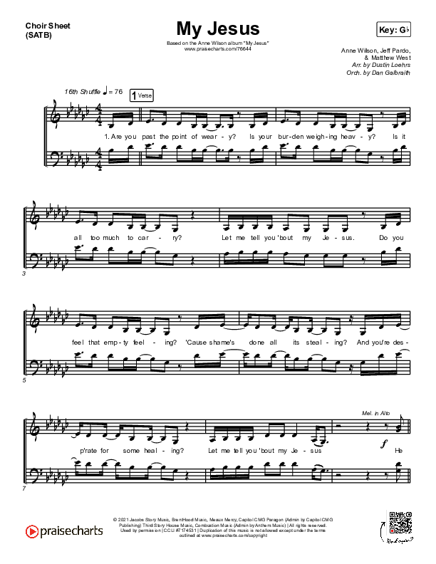 My Jesus Choir Sheet (SATB) (Anne Wilson)