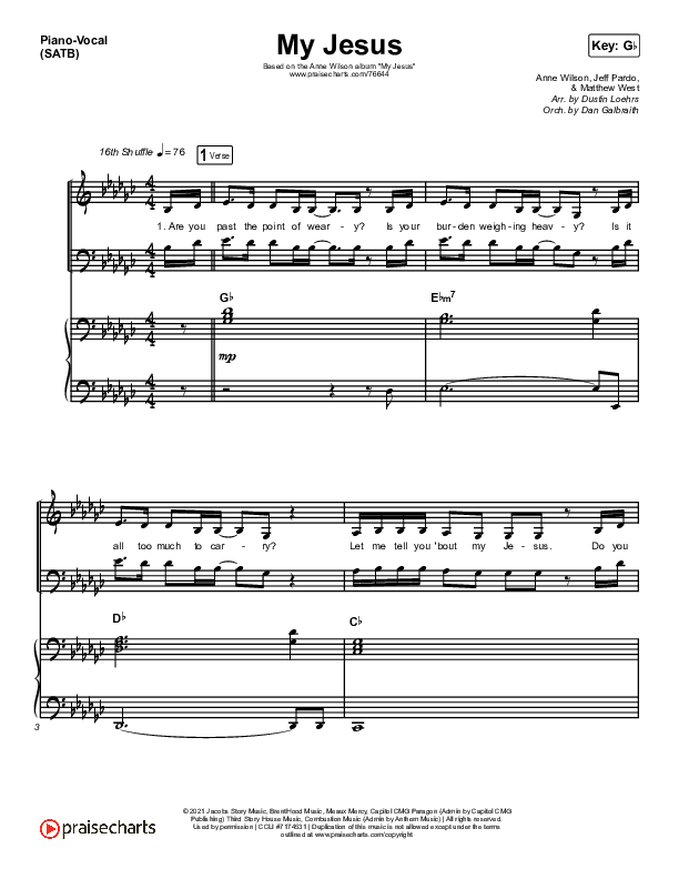 My Jesus Piano/Vocal (SATB) (Anne Wilson)
