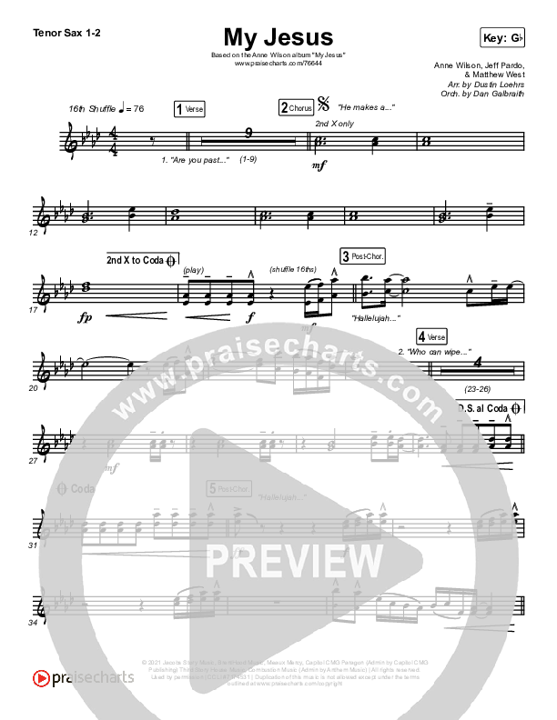 My Jesus Tenor Sax 1,2 (Anne Wilson)