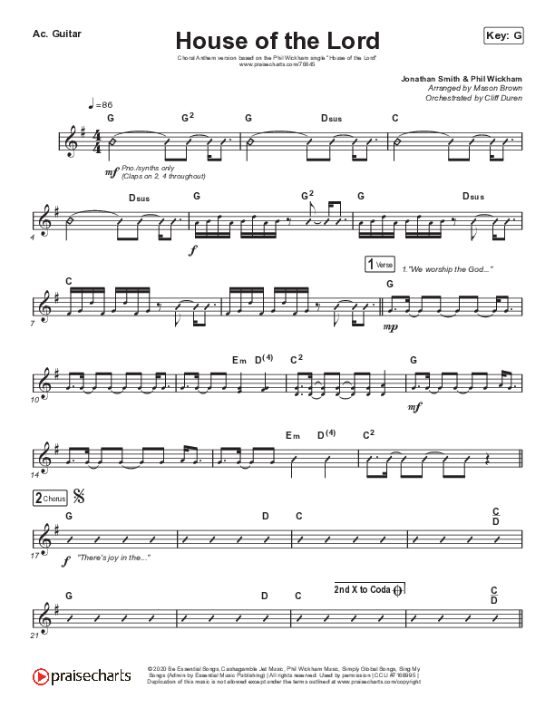 House Of The Lord (Choral Anthem SATB) Acoustic Guitar (Phil Wickham / Arr. Cliff Duren / Mason Brown)
