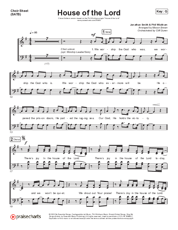 House Of The Lord (Choral Anthem SATB) Choir Sheet (SATB) (Phil Wickham / Arr. Cliff Duren / Mason Brown)