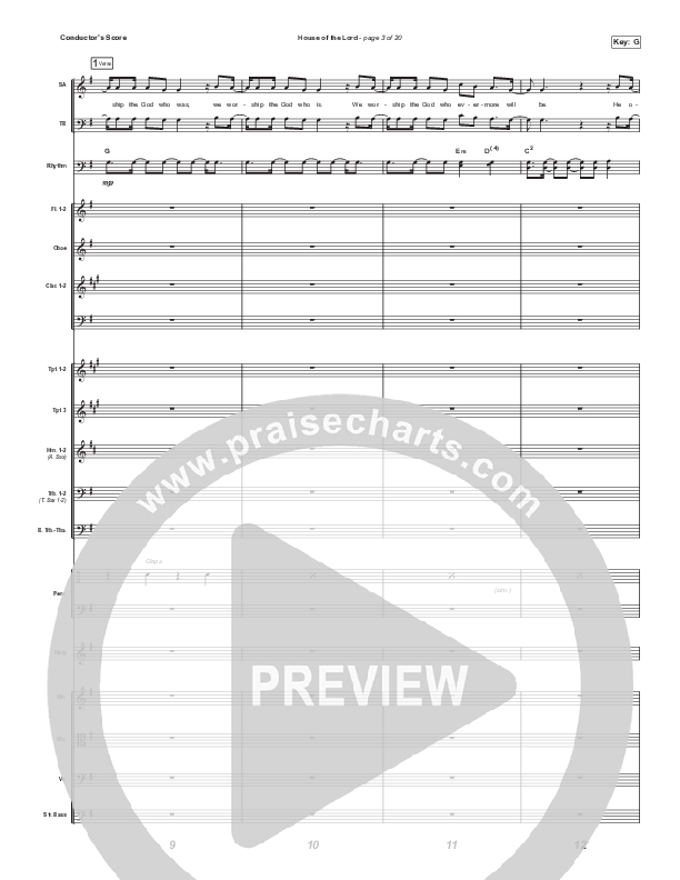 House Of The Lord (Choral Anthem SATB) Conductor's Score (Phil Wickham / Arr. Cliff Duren / Mason Brown)