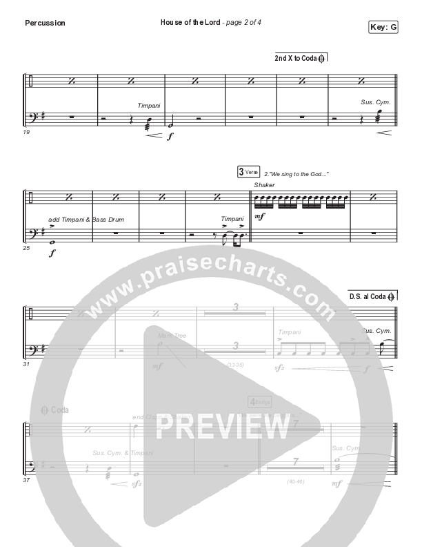 House Of The Lord (Choral Anthem SATB) Percussion (Phil Wickham / Arr. Cliff Duren / Mason Brown)