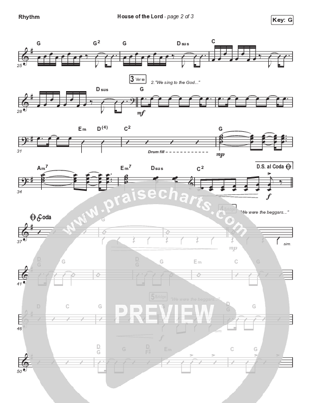 House Of The Lord (Choral Anthem SATB) Rhythm Chart (Phil Wickham / Arr. Cliff Duren / Mason Brown)