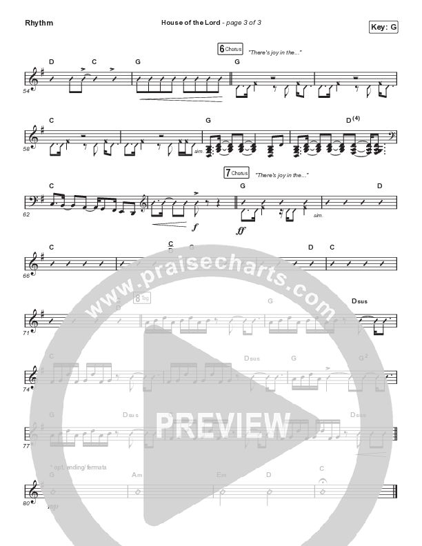 House Of The Lord (Choral Anthem SATB) Rhythm Chart (Phil Wickham / Arr. Cliff Duren / Mason Brown)
