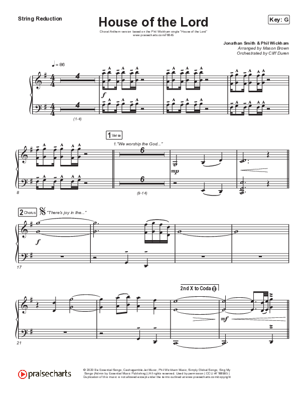 House Of The Lord (Choral Anthem SATB) String Reduction (Phil Wickham / Arr. Cliff Duren / Mason Brown)