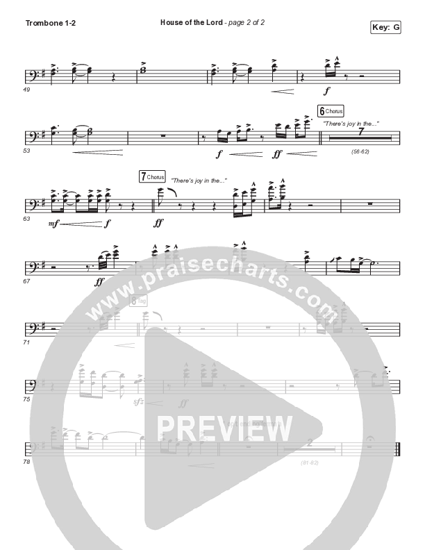 House Of The Lord (Choral Anthem SATB) Trombone 1/2 (Phil Wickham / Arr. Cliff Duren / Mason Brown)