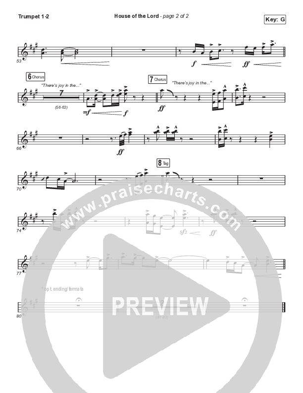 House Of The Lord (Choral Anthem SATB) Trumpet 1,2 (Phil Wickham / Arr. Cliff Duren / Mason Brown)