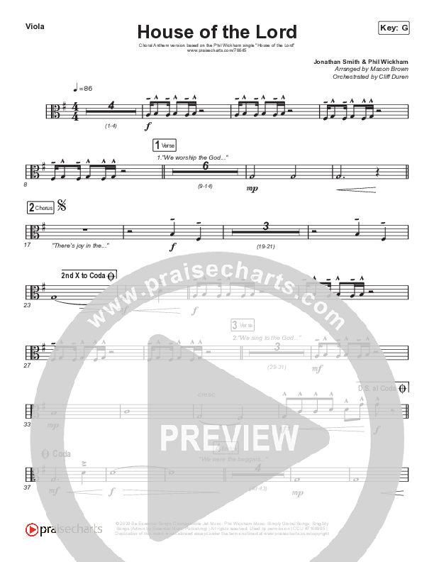 House Of The Lord (Choral Anthem SATB) Viola (Phil Wickham / Arr. Cliff Duren / Mason Brown)