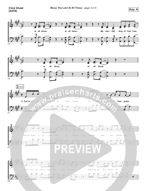 Bless The Lord At All Times (Live) Choir Sheet (SATB) (Housefires / Nate Moore)