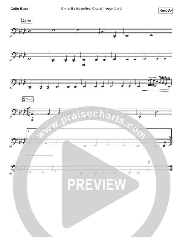 Christ Be Magnified (Choral Anthem SATB) Cello/Bass (Cody Carnes / Arr. Luke Gambill)