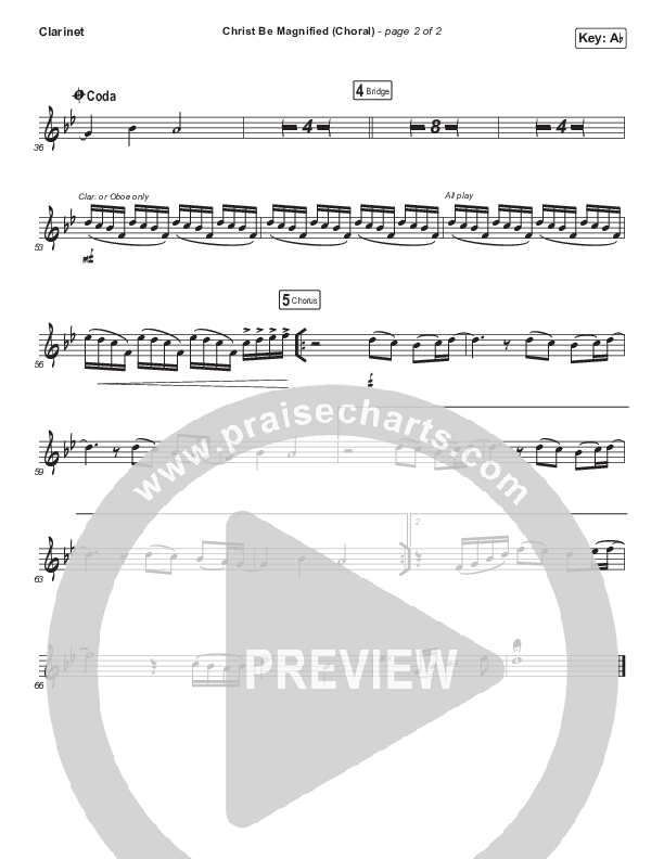 Christ Be Magnified (Choral Anthem SATB) Clarinet (Cody Carnes / Arr. Luke Gambill)