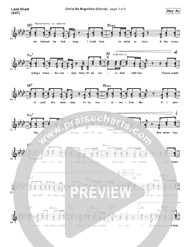 Christ Be Magnified (Choral Anthem SATB) Lead Sheet (SAT) (Cody Carnes / Arr. Luke Gambill)
