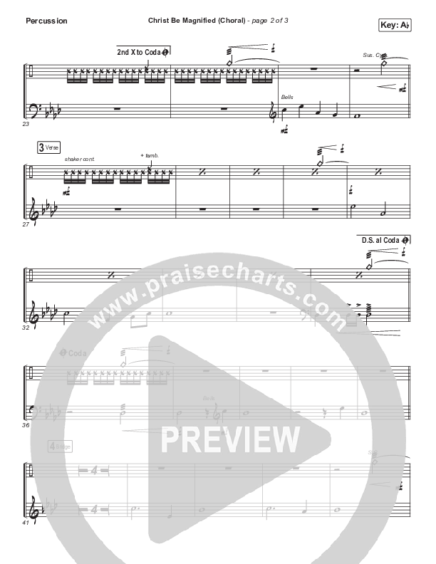 Christ Be Magnified (Choral Anthem SATB) Percussion (Cody Carnes / Arr. Luke Gambill)