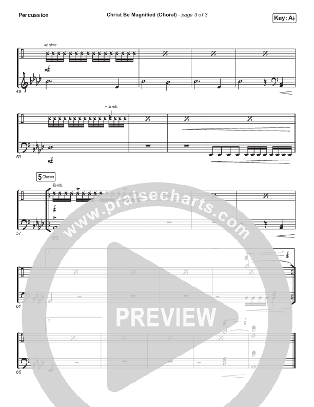 Christ Be Magnified (Choral Anthem SATB) Percussion (Cody Carnes / Arr. Luke Gambill)