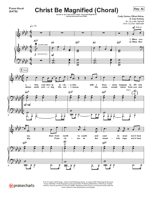 Christ Be Magnified (Choral Anthem SATB) Piano/Vocal & Lead (Cody Carnes / Arr. Luke Gambill)