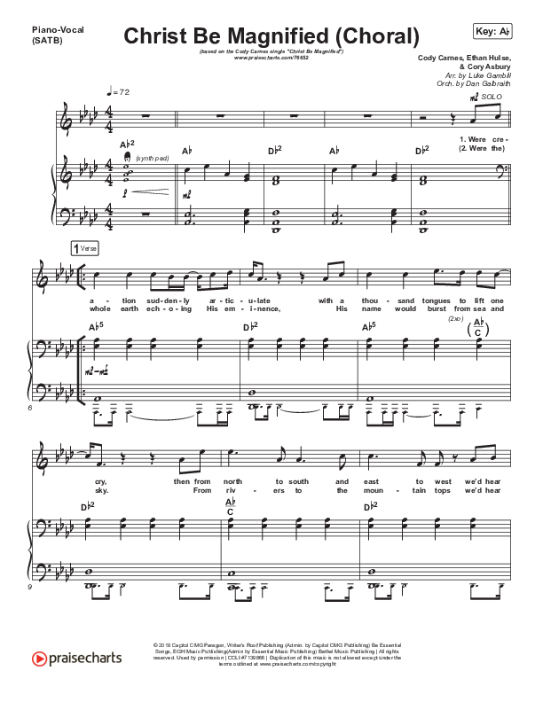 Christ Be Magnified (Choral Anthem SATB) Piano/Vocal (SATB) (Cody Carnes / Arr. Luke Gambill)