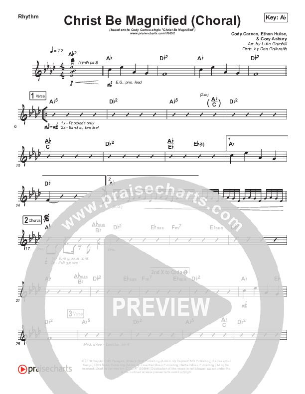 Christ Be Magnified (Choral Anthem SATB) Rhythm Chart (Cody Carnes / Arr. Luke Gambill)