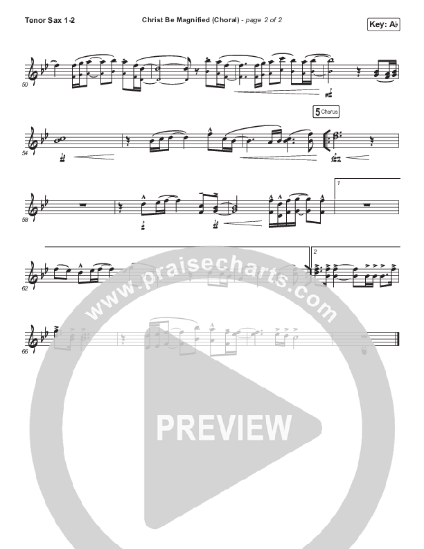Christ Be Magnified (Choral Anthem SATB) Tenor Sax 1/2 (Cody Carnes / Arr. Luke Gambill)