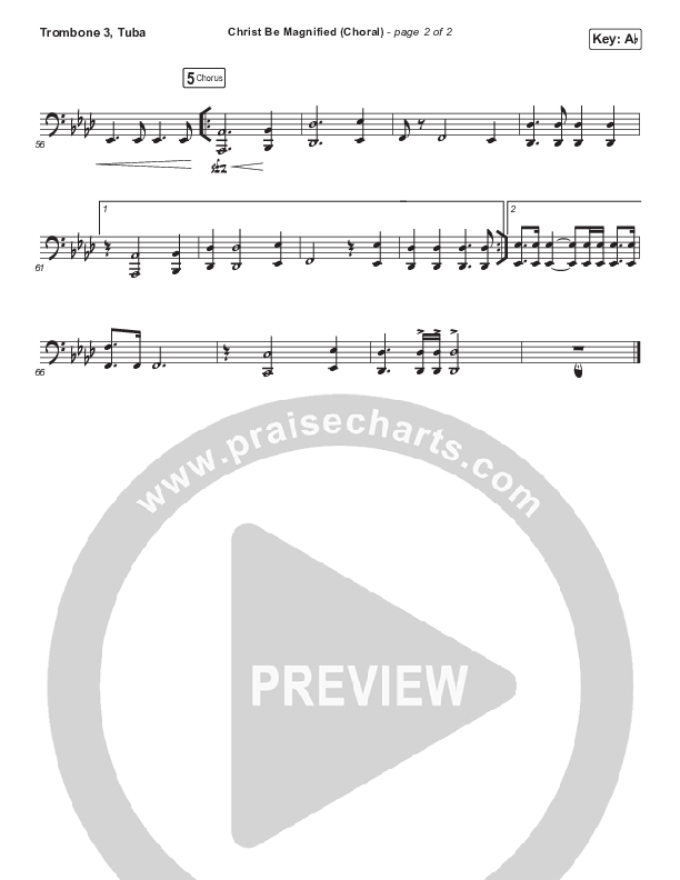 Christ Be Magnified (Choral Anthem SATB) Trombone 3/Tuba (Cody Carnes / Arr. Luke Gambill)