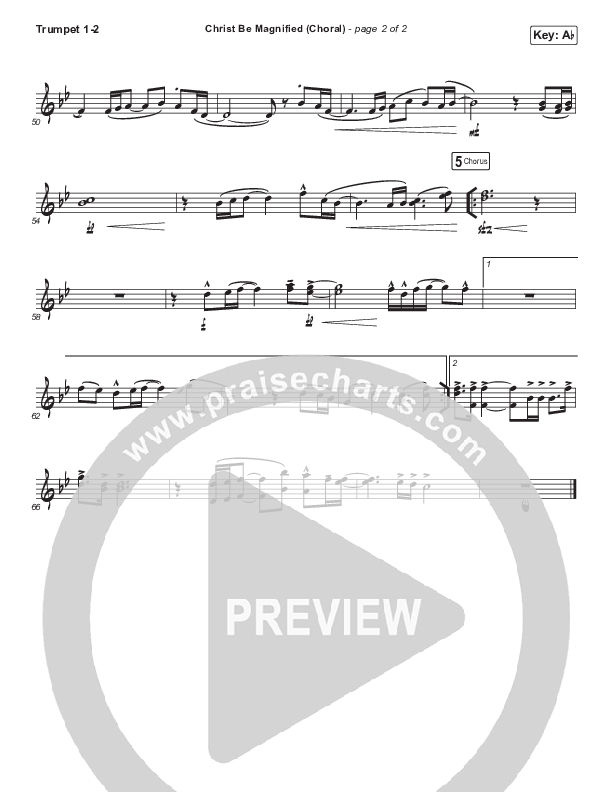 Christ Be Magnified (Choral Anthem SATB) Trumpet 1,2 (Cody Carnes / Arr. Luke Gambill)
