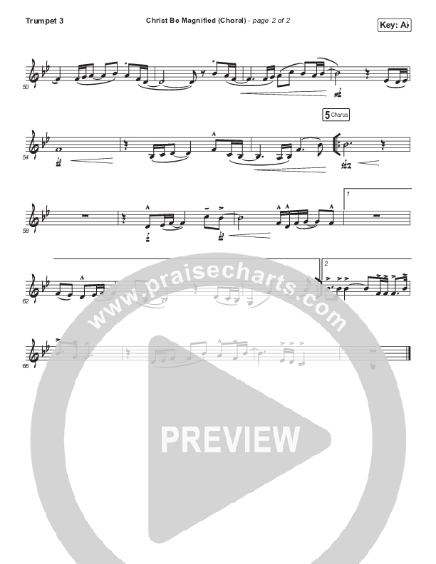 Christ Be Magnified (Choral Anthem SATB) Trumpet 3 (Cody Carnes / Arr. Luke Gambill)